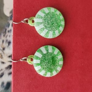 Green Starlite Mint Sugar Christmas Holiday Earrings